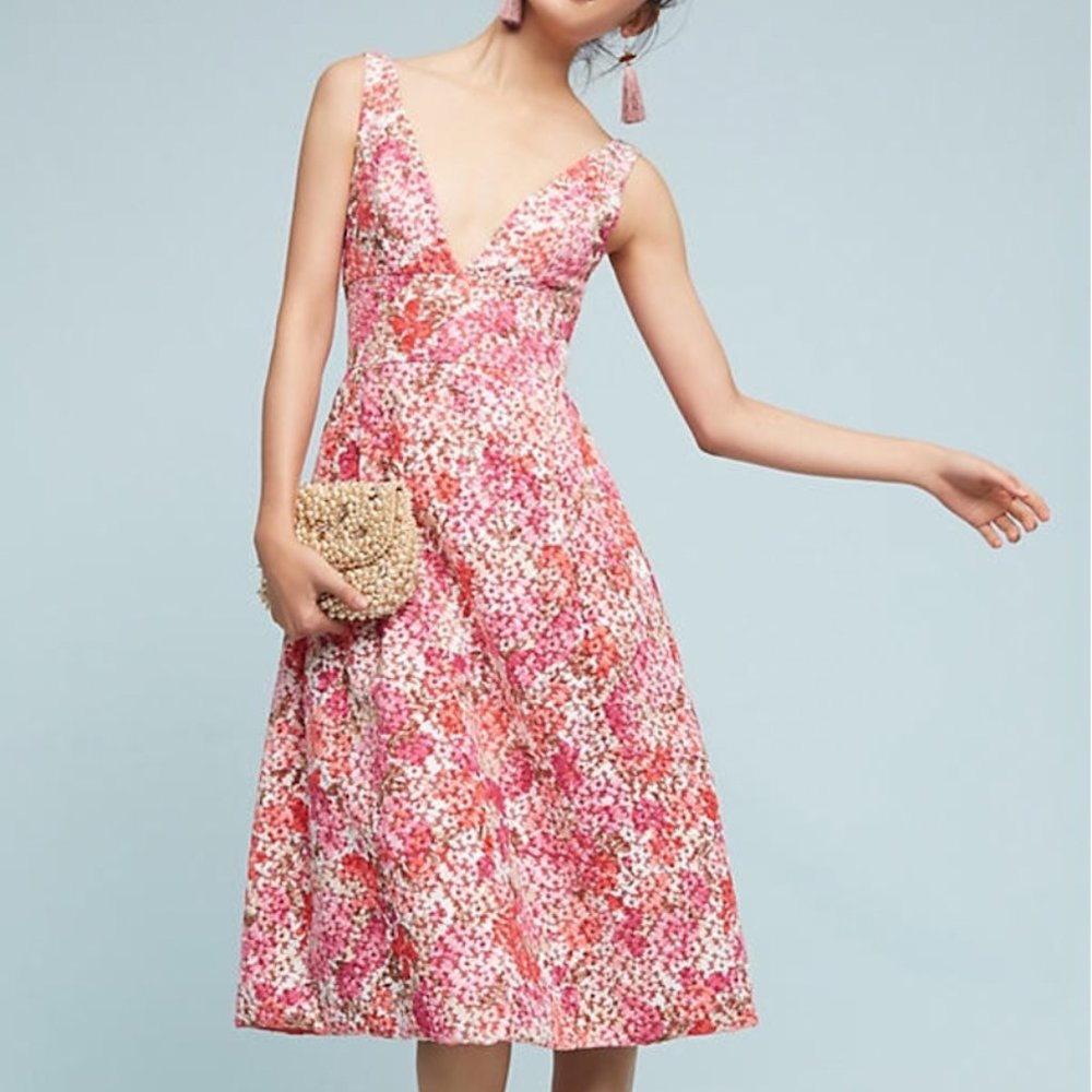 Monique Lhuillier floral cocktail dress